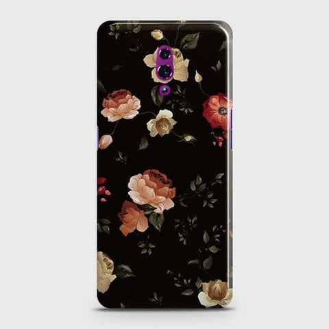 Oppo Reno Cover - Matte Finish - Dark Rose Vintage Flowers Printed Hard Case with Life Time Colors Guarantee