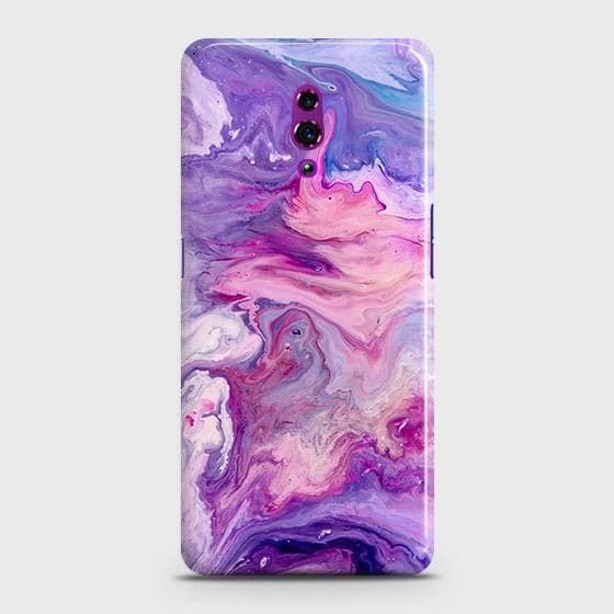 Oppo Reno Cover - Chic Blue Liquid Marble Printed Hard Case with Life Time Colors Guarantee