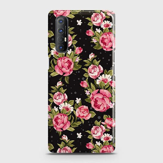 Oppo Reno 3 Pro Cover - Trendy Pink Rose Vintage Flowers Printed Hard Case with Life Time Colors Guarantee