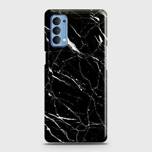 Oppo Reno 4 4G Cover - Trendy Black Marble Printed Hard Case with Life Time Colors Guarantee