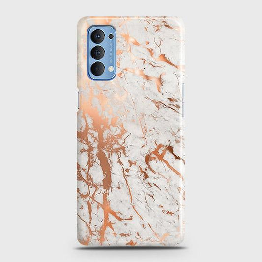 Oppo Reno 4 4G Cover - In Chic Rose Gold Chrome Style Printed Hard Case with Life Time Colors Guarantee