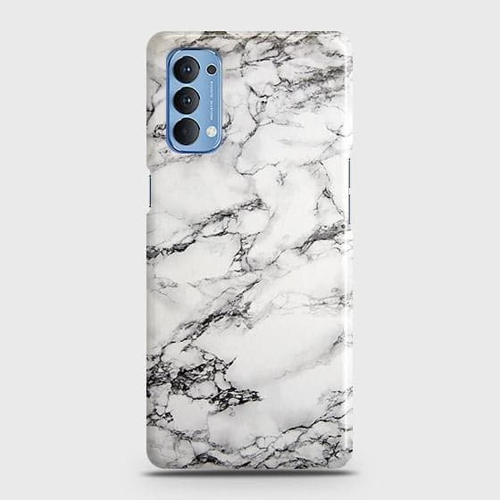 Oppo Reno 4 4G Cover - Matte Finish - Trendy Mysterious White Marble Printed Hard Case with Life Time Colors Guarantee