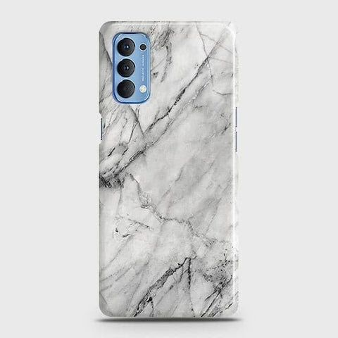 Oppo Reno 4 4G Cover - Matte Finish - Trendy White Floor Marble Printed Hard Case with Life Time Colors Guarantee - D2 (B33) 1