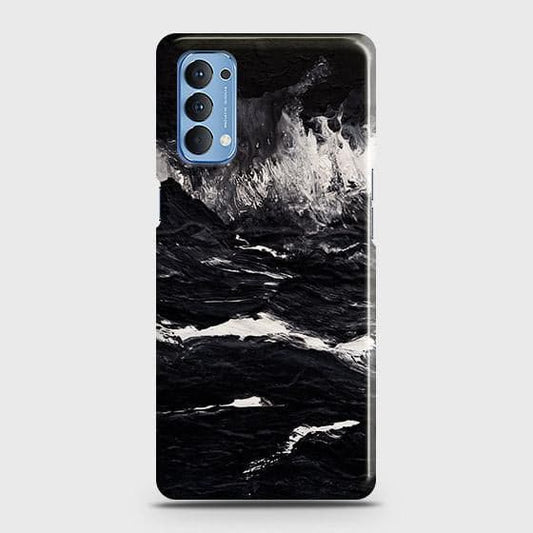 Oppo Reno 4 4G Cover - Black Ocean Marble Trendy Printed Hard Case with Life Time Colors Guarantee