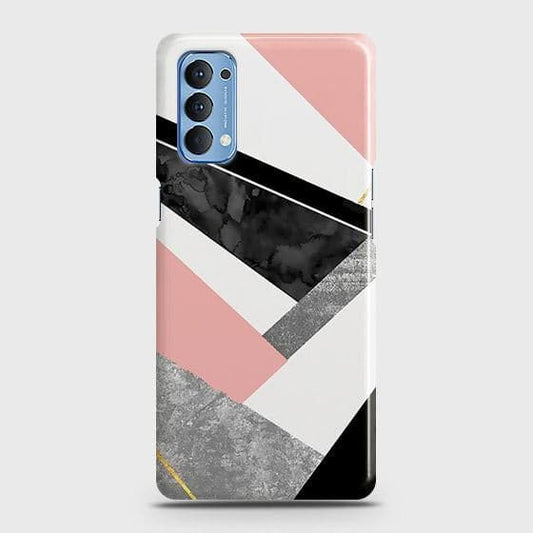 Oppo Reno 4 4G Cover - Matte Finish - Geometric Luxe Marble Trendy Printed Hard Case with Life Time Colors Guarantee