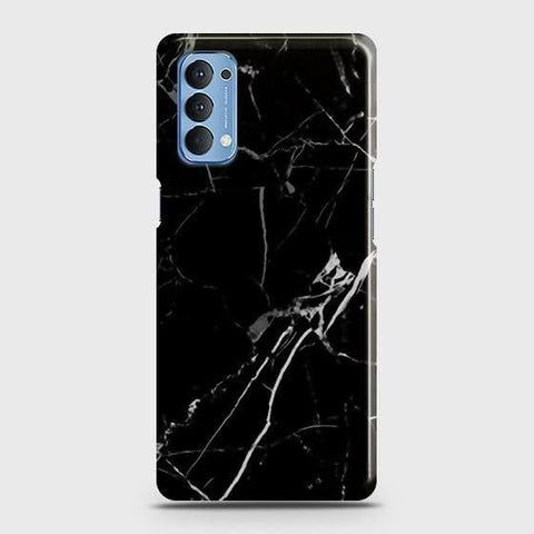 Oppo Reno 4 4G Cover - Black Modern Classic Marble Printed Hard Case with Life Time Colors Guarantee