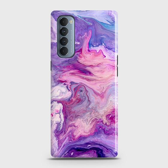Oppo Reno 4 Pro 4GM Cover - Chic Blue Liquid Marble Printed Hard Case with Life Time Colors Guarantee