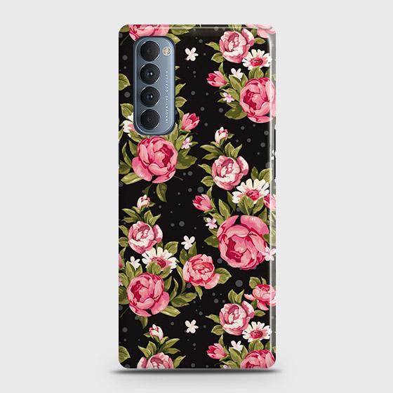 Oppo Reno 4 Pro 4G Cover - Trendy Pink Rose Vintage Flowers Printed Hard Case with Life Time Colors Guarantee
