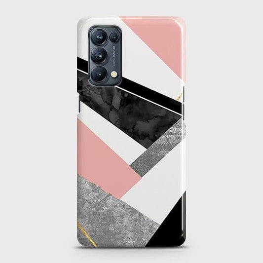 Oppo Reno 5 Pro 5G Cover - Matte Finish - Geometric Luxe Marble Trendy Printed Hard Case with Life Time Colors Guarantee