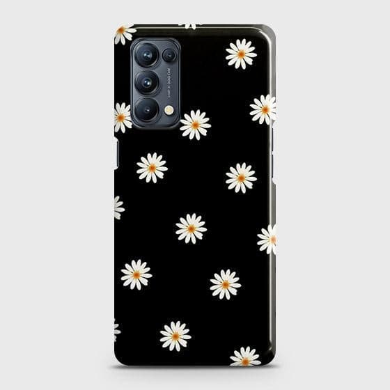 Oppo Reno 5 Pro 5G Cover - Matte Finish - White Bloom Flowers with Black Background Printed Hard Case with Life Time Colors Guarantee (Fast delivery)