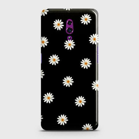 Oppo Reno Cover - Matte Finish - White Bloom Flowers with Black Background Printed Hard Case with Life Time Colors Guarantee