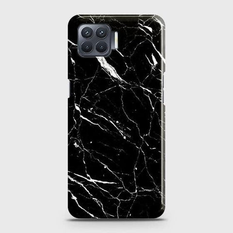 Oppo F17 Cover - Trendy Black Marble Printed Hard Case with Life Time Colors Guarantee