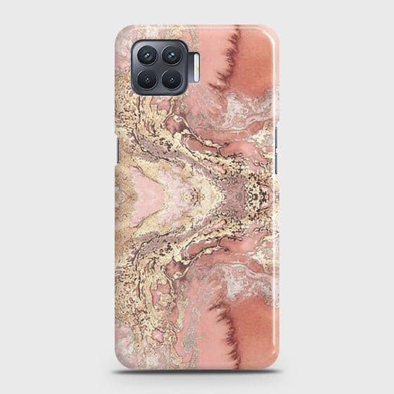 Oppo F17 Cover - Trendy Chic Rose Gold Marble Printed Hard Case with Life Time Colors Guarantee