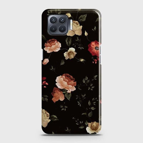 Oppo F17 Cover - Matte Finish - Dark Rose Vintage Flowers Printed Hard Case with Life Time Colors Guarantee
