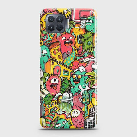 Oppo F17 Cover - Matte Finish - Candy Colors Trendy Sticker Collage Printed Hard Case with Life Time Colors Guarantee ( Fast Delivery )