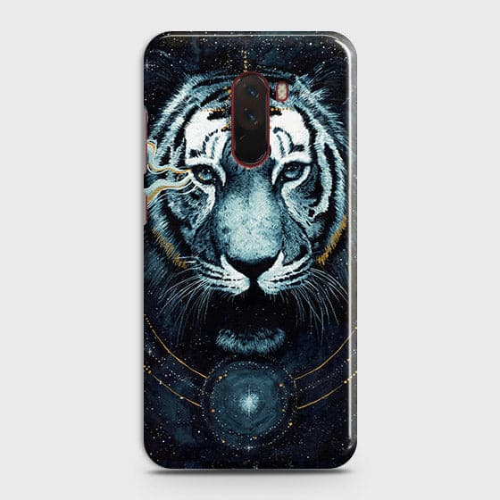 Xiaomi Pocophone F1 Cover - Vintage Galaxy Tiger Printed Hard Case with Life Time Colors Guarantee