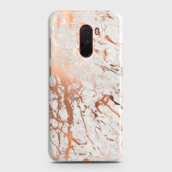 Xiaomi Pocophone F1 Cover - In Chic Rose Gold Chrome Style Printed Hard Case with Life Time Colors Guarantee