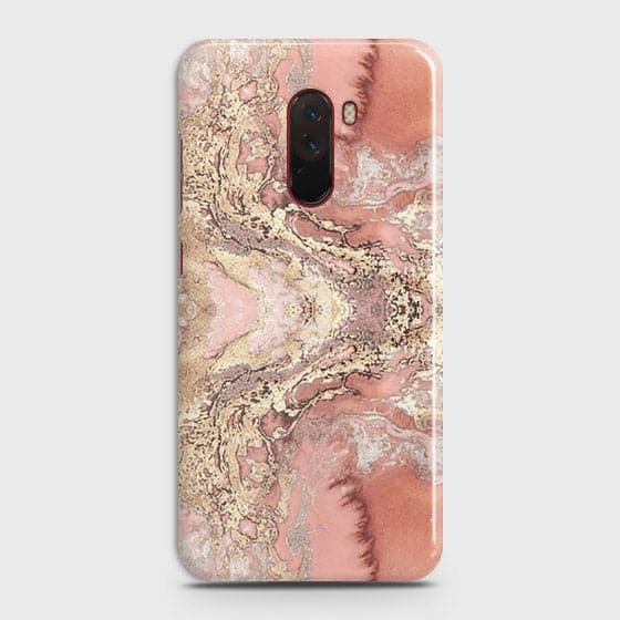 Xiaomi Pocophone F1 Cover - Trendy Chic Rose Gold Marble Printed Hard Case with Life Time Colors Guarantee