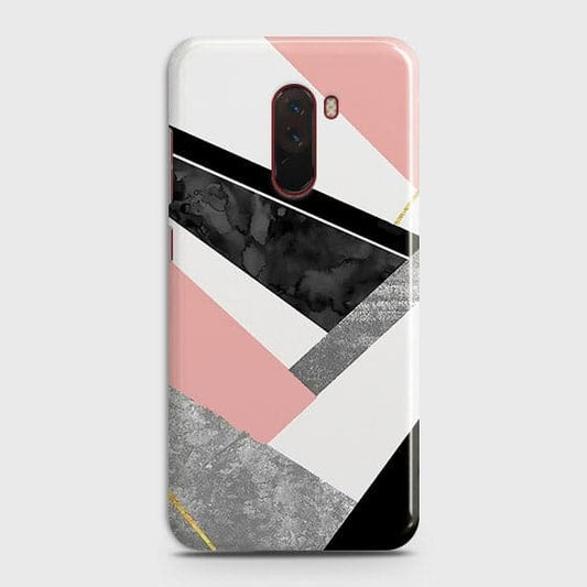 Xiaomi Pocophone F1 Cover - Matte Finish - Geometric Luxe Marble Trendy Printed Hard Case with Life Time Colors Guarantee