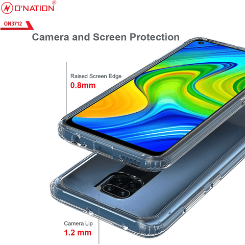 Xiaomi Redmi Note 9s Cover  - ONation Crystal Series - Premium Quality Clear Case No Yellowing Back With Smart Shockproof Cushions