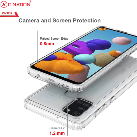 Samsung Galaxy A21s Cover  - ONation Crystal Series - Premium Quality Clear Case No Yellowing Back With Smart Shockproof Cushions