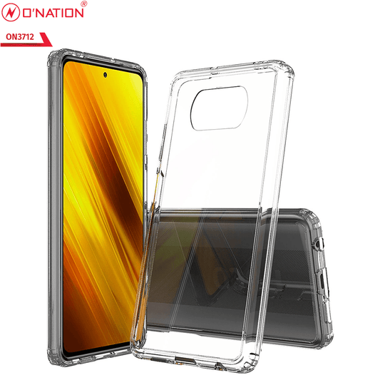 Xiaomi Poco X3 Cover  - ONation Crystal Series - Premium Quality Clear Case No Yellowing Back With Smart Shockproof Cushions