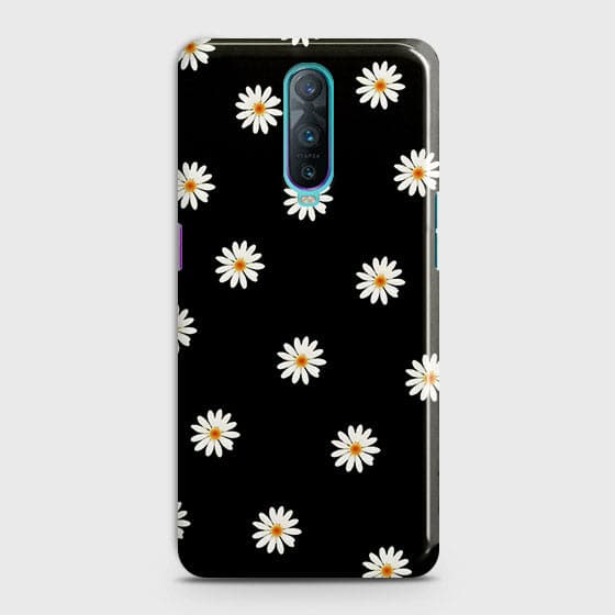 OPPO R17 Pro Cover - Matte Finish - White Bloom Flowers with Black Background Printed Hard Case with Life Time Colors Guarantee