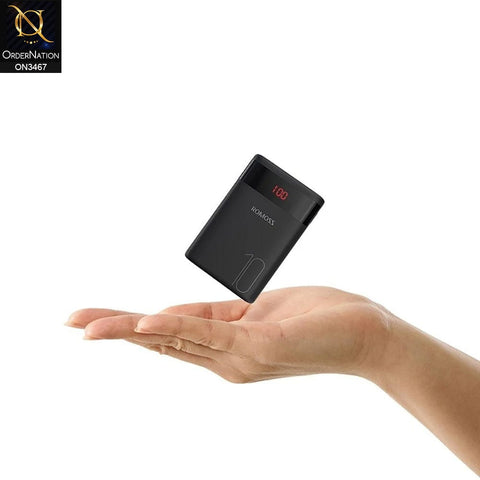 Black - ROMOSS Ares 10 Power Bank 10000mah Mini Size Charging with LCD Display