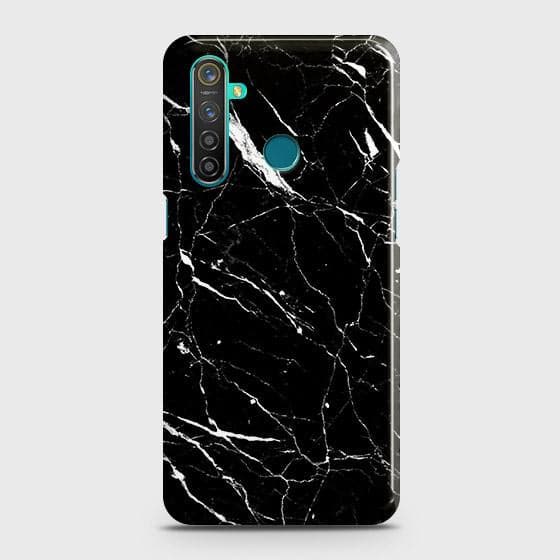 Realme 6i Cover - Trendy Black Marble Printed Hard Case with Life Time Colors Guarantee