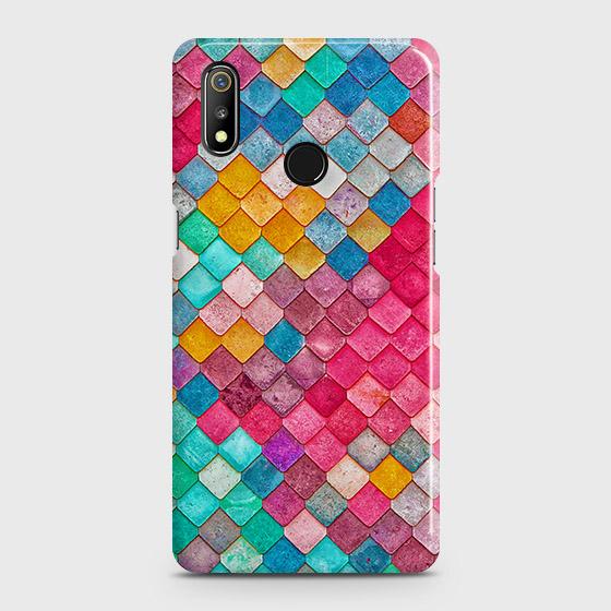 Realme 3 Cover - Chic Colorful Mermaid Printed Hard Case with Life Time Colors Guarantee