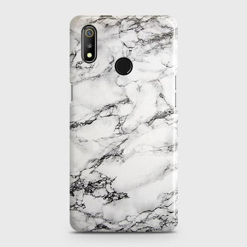 Realme 3 Cover - Matte Finish - Trendy Mysterious White Marble Printed Hard Case with Life Time Colors Guarantee