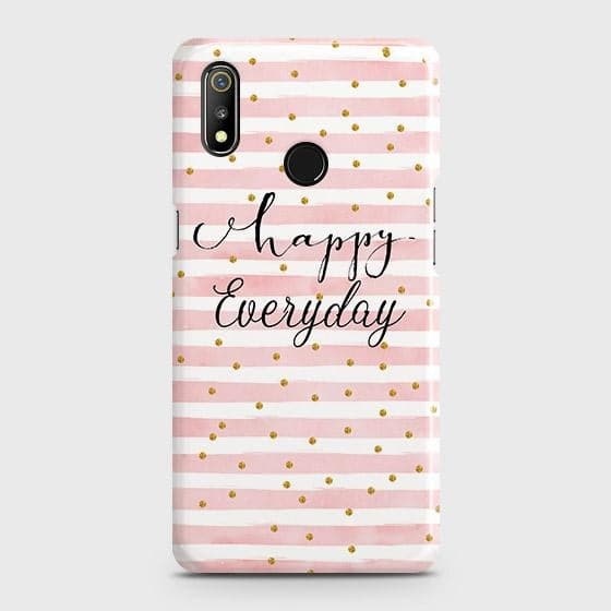 Realme 3 Cover - Trendy Happy Everyday Printed Hard Case with Life Time Colors Guarantee