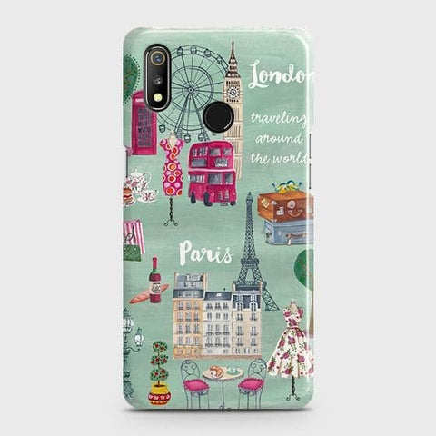 Realme 3 Cover - Matte Finish - London, Paris, New York ModernPrinted Hard Case with Life Time Colors Guarantee