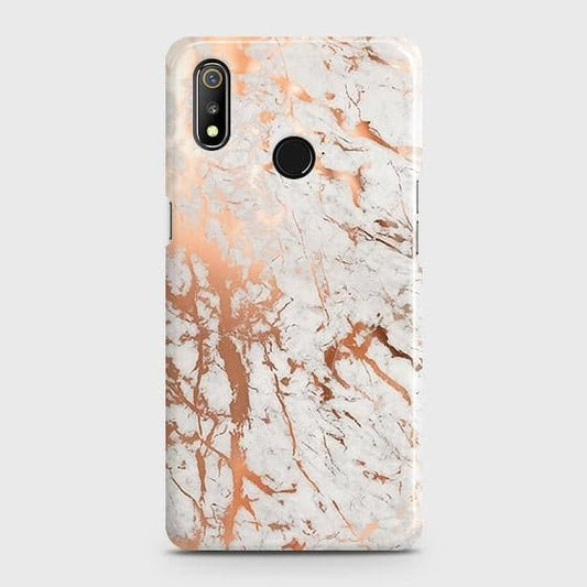 Realme 3 Pro Cover - In Chic Rose Gold Chrome Style Printed Hard Case with Life Time Colors Guarantee