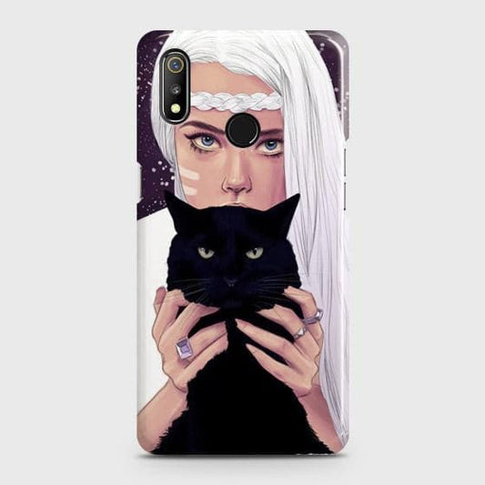 Realme 3 Pro Cover - Trendy Wild Black Cat Printed Hard Case with Life Time Colors Guarantee