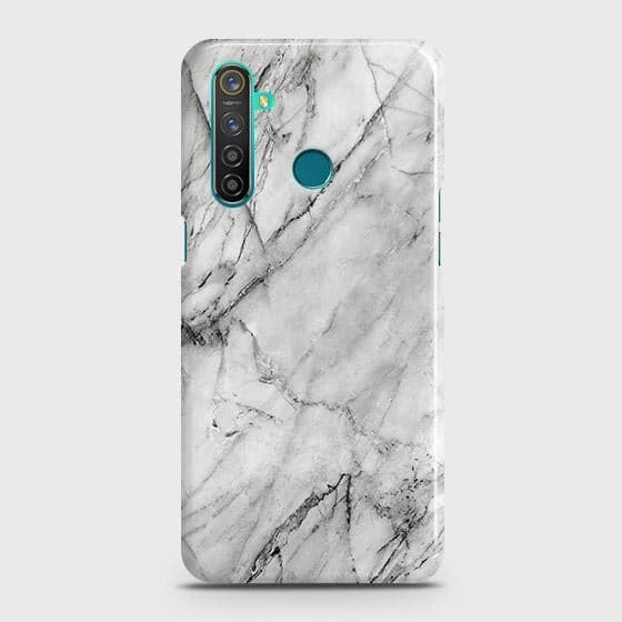 Realme 5 Cover - Matte Finish - Trendy White Floor Marble Printed Hard Case with Life Time Colors Guarantee - D2