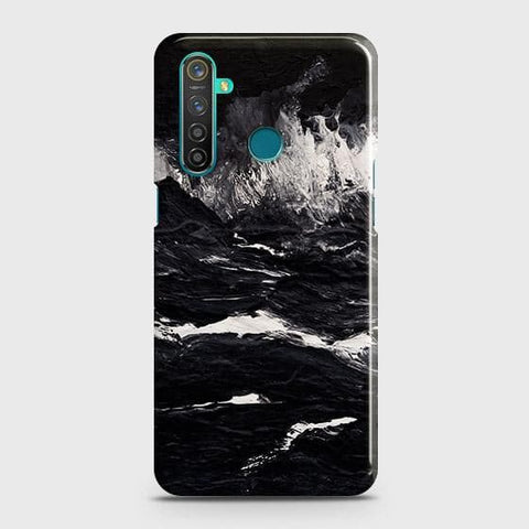 Realme 5 Cover - Black Ocean Marble Trendy Printed Hard Case with Life Time Colors Guarantee