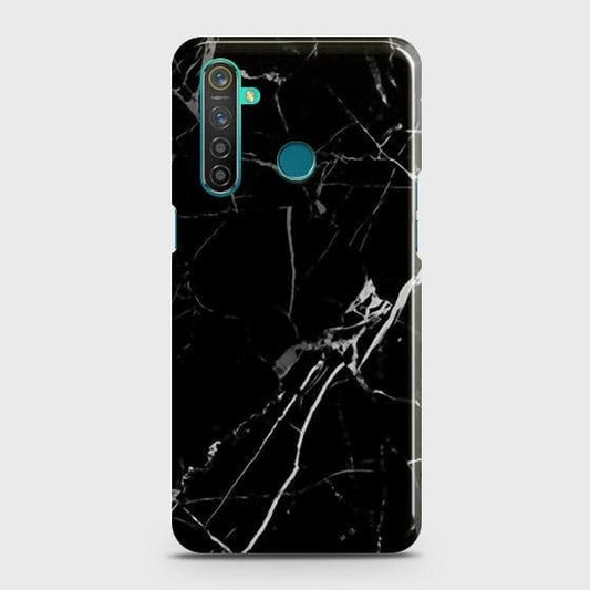 Realme 5 Cover - Black Modern Classic Marble Printed Hard Case with Life Time Colors Guarantee