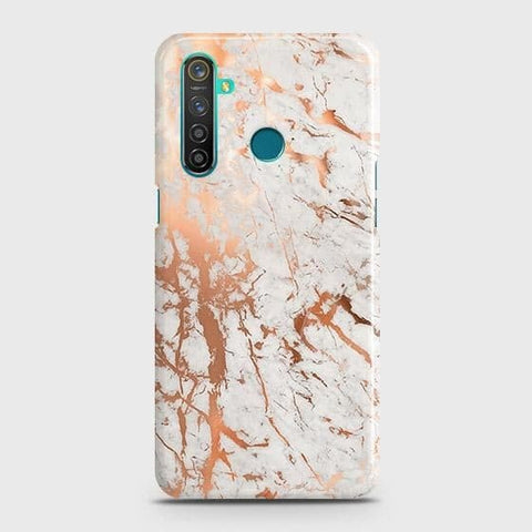 Realme 5 Pro Cover - In Chic Rose Gold Chrome Style Printed Hard Case with Life Time Colors Guarantee