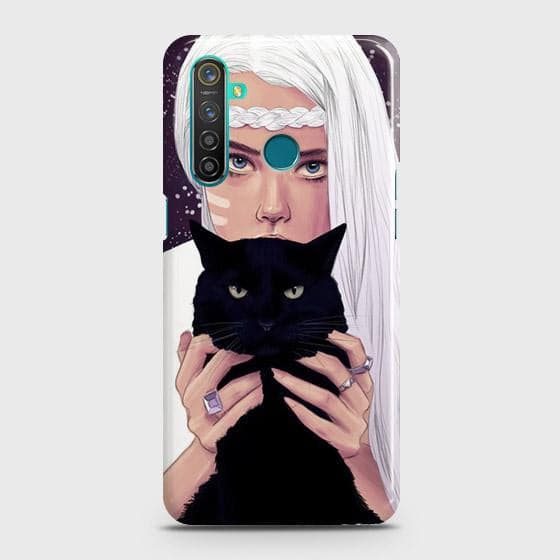 Realme_5i Cover - Trendy Wild Black Cat Printed Hard Case with Life Time Colors Guarantee
