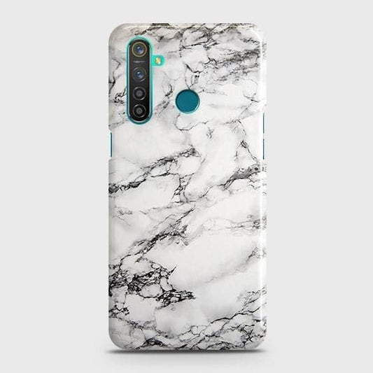 Realme 5i Cover - Matte Finish - Trendy Mysterious White Marble Printed Hard Case with Life Time Colors Guarantee