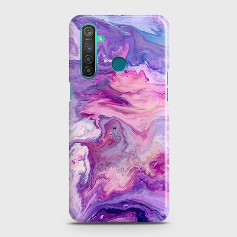 Realme_5i Cover - Chic Blue Liquid Marble Printed Hard Case with Life Time Colors Guarantee