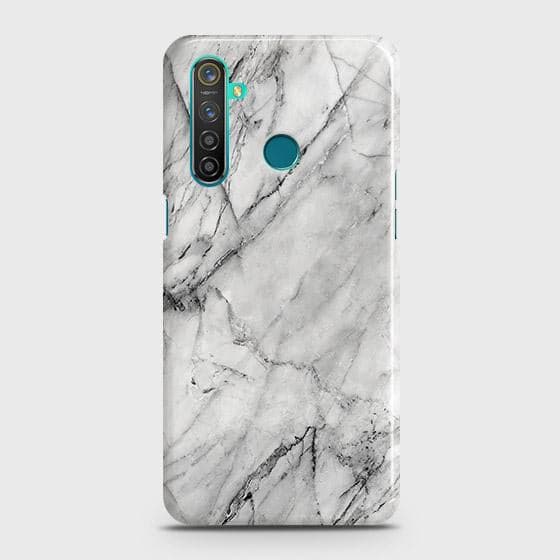 Realme 5i Cover - Matte Finish - Trendy White Floor Marble Printed Hard Case with Life Time Colors Guarantee - D2