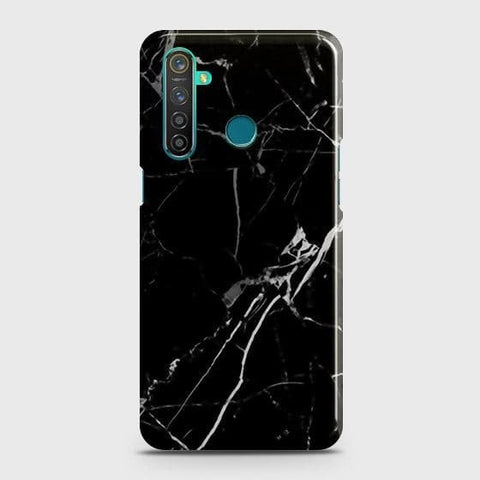 Realme_5s Cover - Black Modern Classic Marble Printed Hard Case with Life Time Colors Guarantee