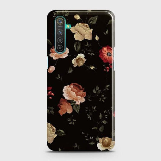 Realme 6 Cover - Matte Finish - Dark Rose Vintage Flowers Printed Hard Case with Life Time Colors Guarantee