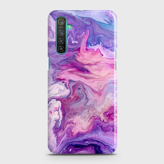 Realme 6s Cover - Chic Blue Liquid Marble Printed Hard Case with Life Time Colors Guarantee