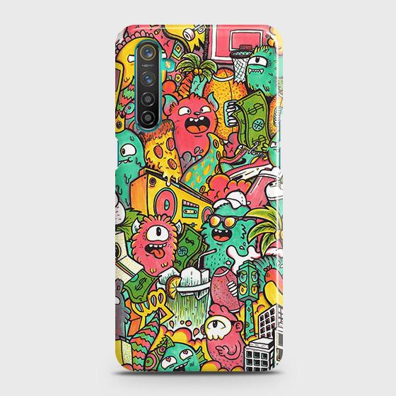 Realme 6 Cover - Matte Finish - Candy Colors Trendy Sticker Collage Printed Hard Case with Life Time Colors Guarantee