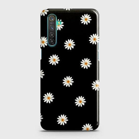 Realme 6s Cover - Matte Finish - White Bloom Flowers with Black Background Printed Hard Case with Life Time Colors Guarantee