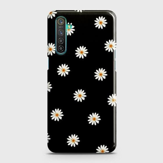 Realme 6 Pro Cover - Matte Finish - White Bloom Flowers with Black Background Printed Hard Case with Life Time Colors Guarantee