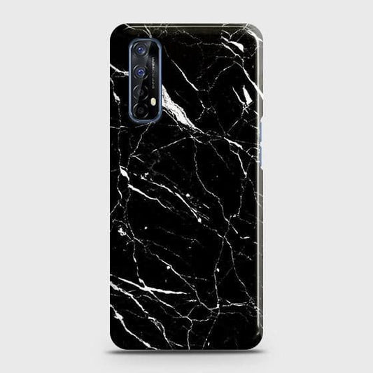 Realme 7 Cover - Trendy Black Marble Printed Hard Case with Life Time Colors Guarantee